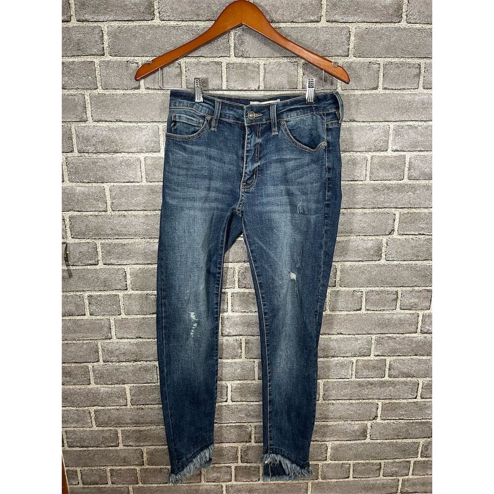 KanCan Women's Distressed Ankle Jeans Size 9 Blue Medium Wash